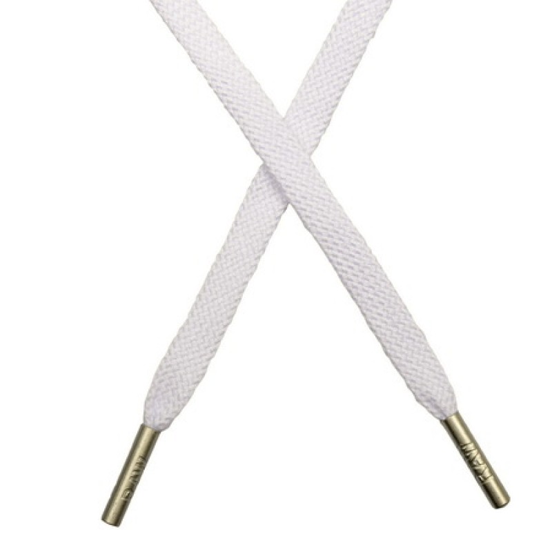SALE Шнур плоский плетёный поликоттон  0,9х135см, с наконечником , цв:белый