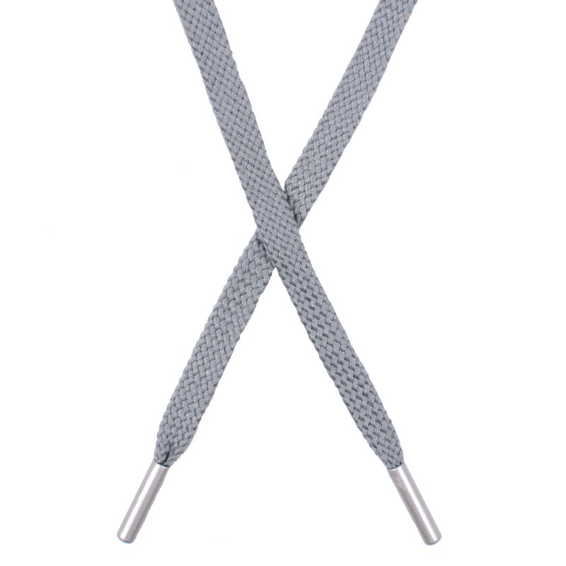SALE Шнур плоский плетеный поликоттон 0,9*135-140см с наконечником, цв:холодный серый