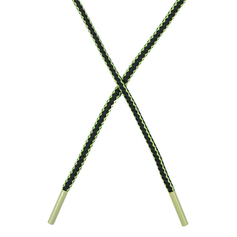 Шнур круглый плетенный нейлон 0,5*130-135см,цв:черный/салатовый