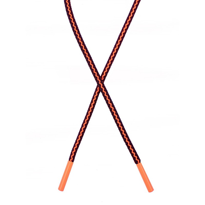 Шнур круглый плетенный нейлон 0,5*130-135см,цв:черный/оранжевый неон