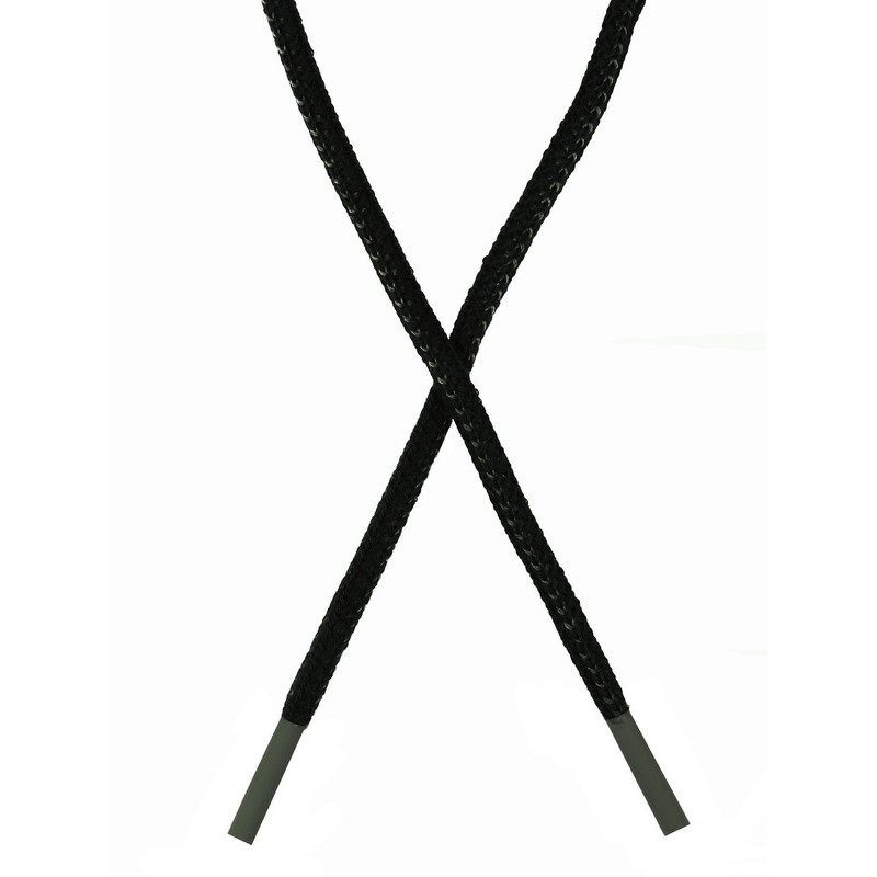 Шнур круглый плетенный хлопок 0,5см*130-135см,цв:черный/серо-зеленый