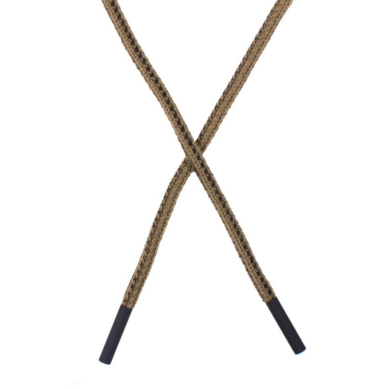 Шнур круглый плетенный хлопок 0,5см*130-135см,цв:песочный/черный