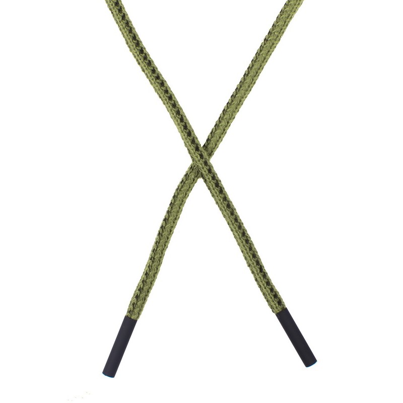 Шнур круглый плетенный хлопок 0,5см*130-135см,цв:зеленый/черный