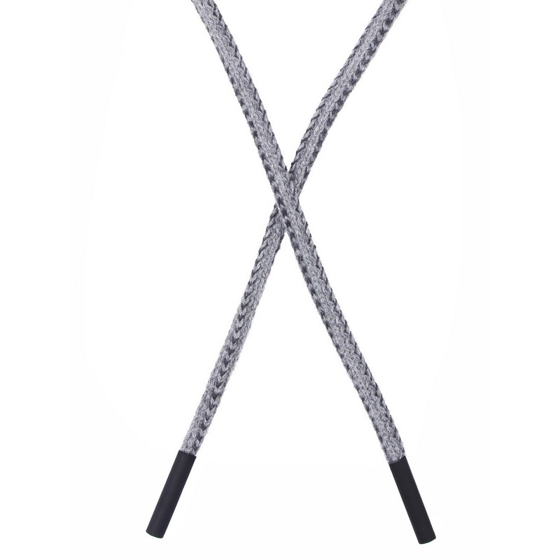 Шнур круглый плетенный хлопок 0,5см*130-135см,цв:св.серый меланж/черный