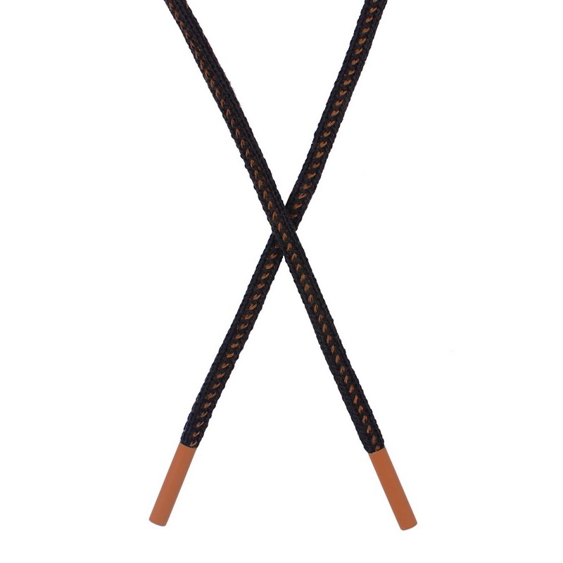 Шнур круглый плетенный хлопок 0,5см*130-135см,цв:черный/коричневый