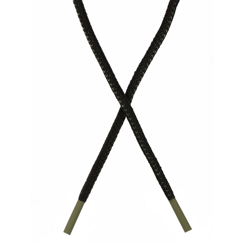 Шнур круглый плетенный хлопок 0,5см*130-135см,цв:черный/бежево-зеленый