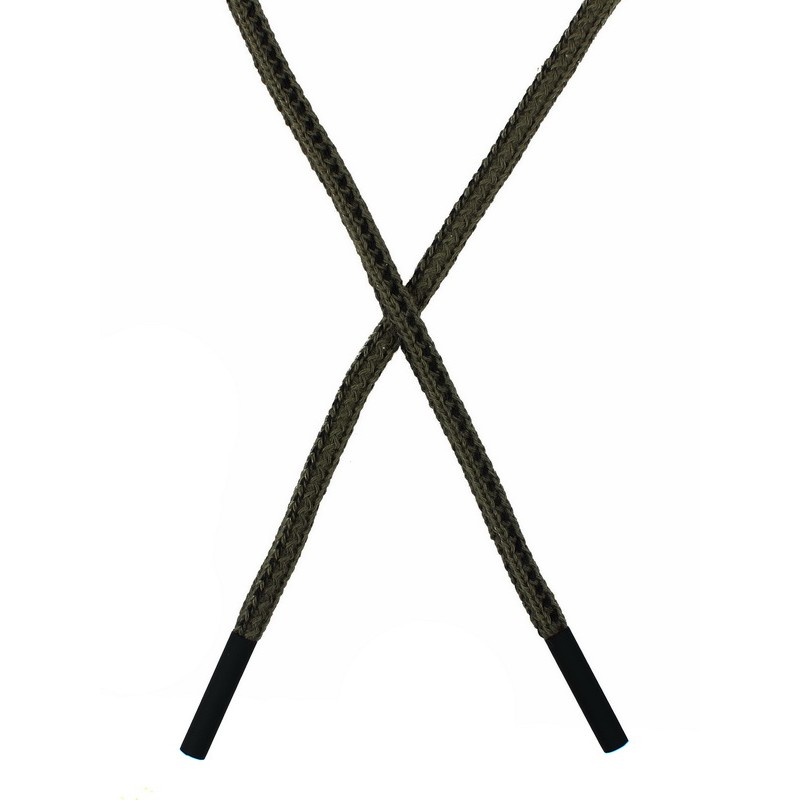 Шнур круглый плетенный хлопок 0,5см*130-135см,цв:хаки/черный