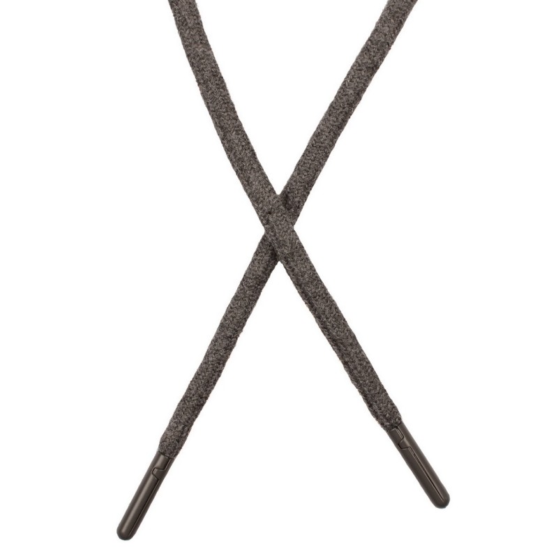 Шнур поликоттон круглый 0,6*130-135см с наконечником, цв:т.серый меланж
