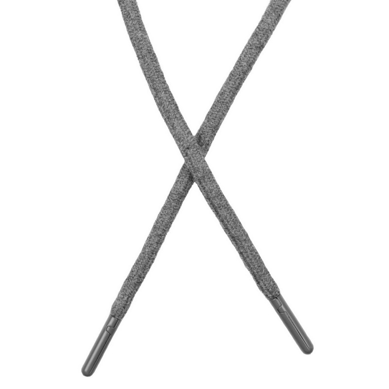 Шнур поликоттон круглый 0,6*130-135см с наконечником, цв:серый меланж