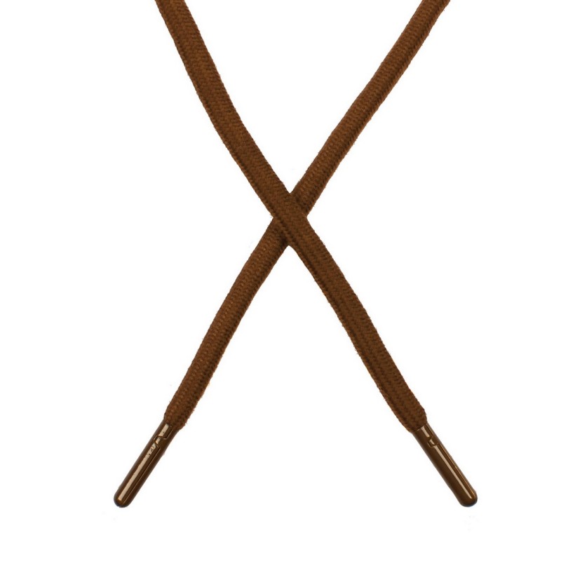 Шнур хлопок круглый 0,6*130-135см с наконечником, цв:коричневый 