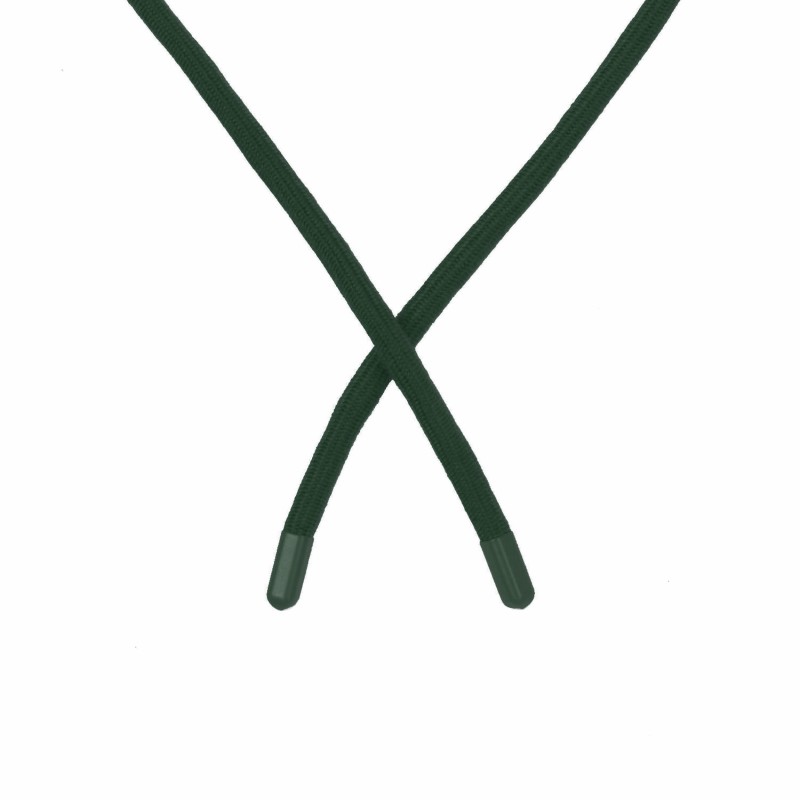 Шнур круглый поликоттон 0,8*135-140см с наконечником, цв:т.зеленый