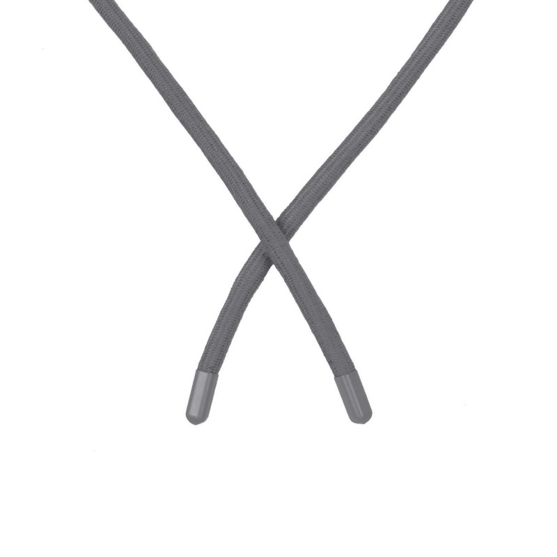 Шнур круглый поликоттон 0,8*135-140см с наконечником, цв:т.серый меланж