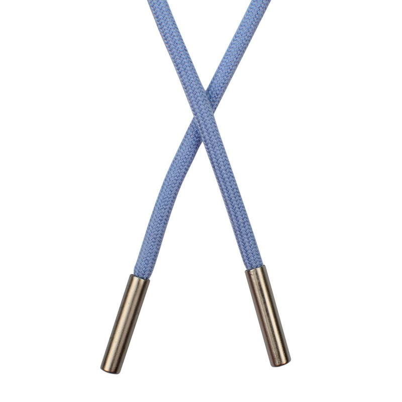 Шнур круглый поликоттон 0,5*145см с наконечником, цв: голубой