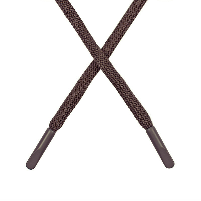 Шнур круглый поликоттон 0,5*135-140см с наконечником, цв:коричневый