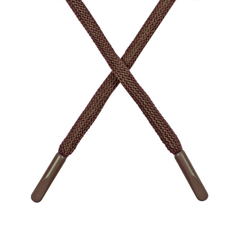 Шнур круглый поликоттон 0,5*135-140см с наконечником, цв:коричневый орех