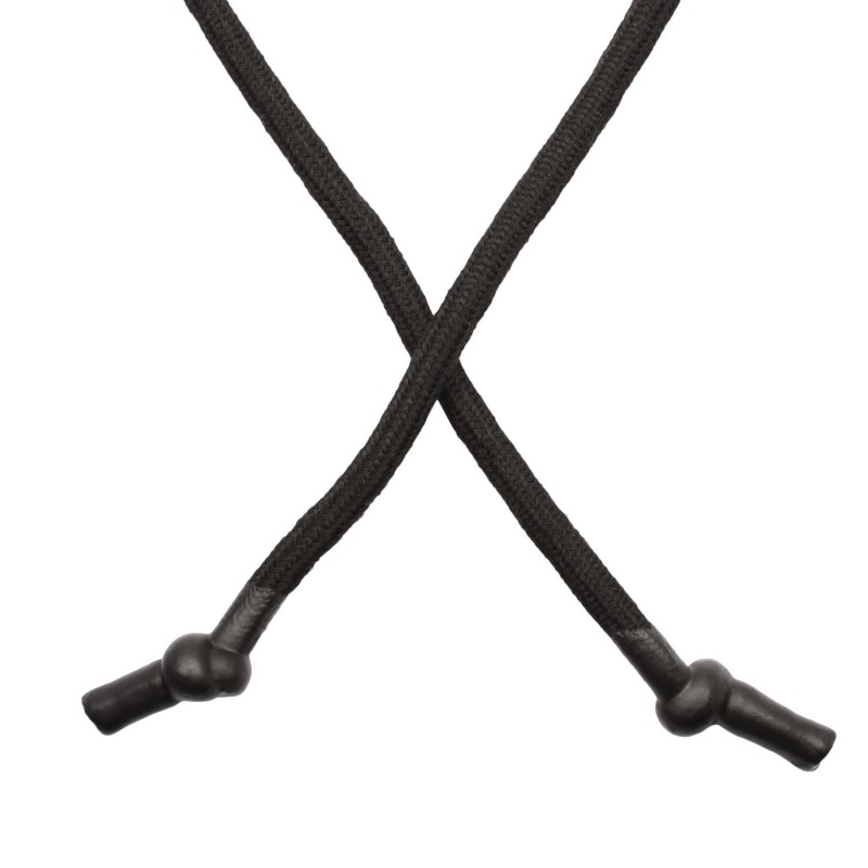SALE Шнур круглый хлопок 0,5*126см, с силиконовым наконечником узелком, цв:черный