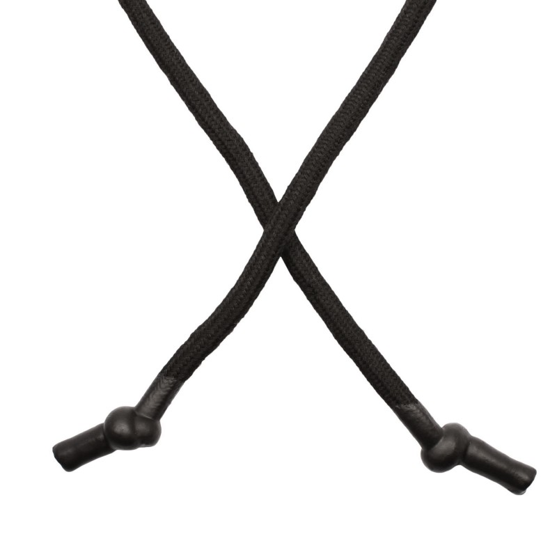 Шнур круглый хлопок 0,5-0,6*150см с силиконовым наконечником узелком, цв:черный