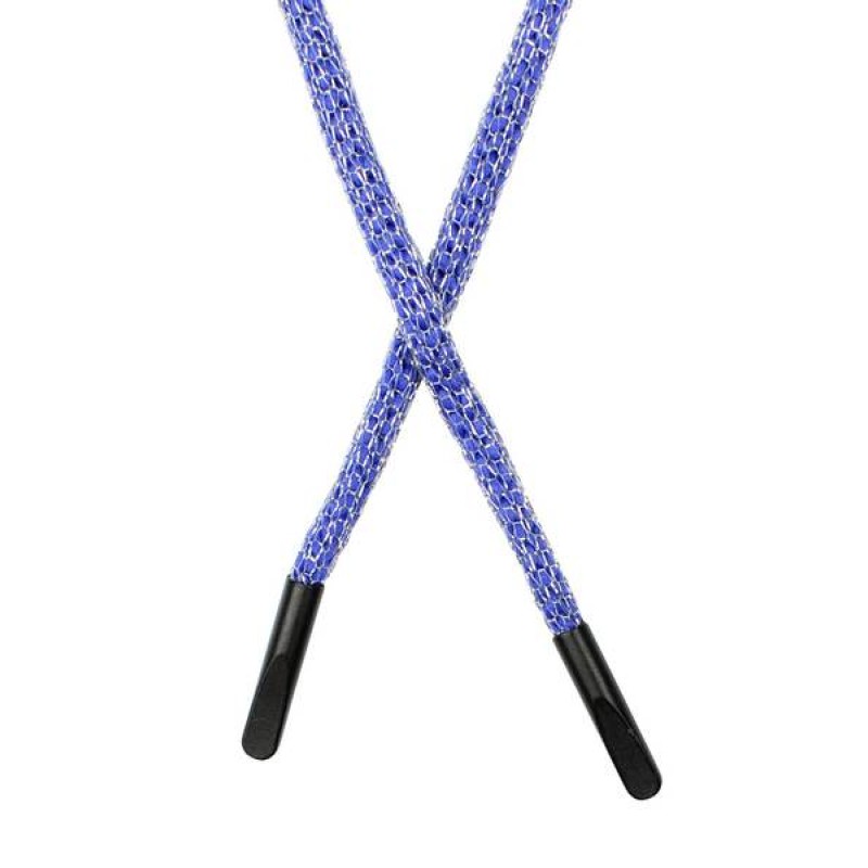 SALE Шнур круглый п/э в сетке люрекс 0,5*134см с наконечником, цв: синий