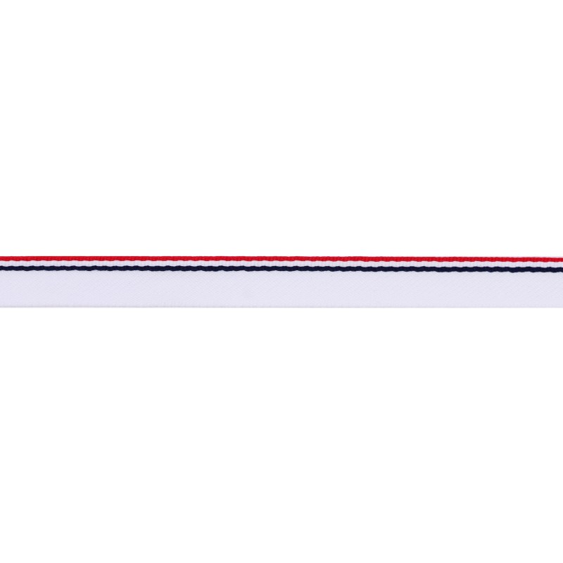 Кант декоративный полиэстер 1см 178-180м/рулон, цв:кипенно-белый/синий/красный