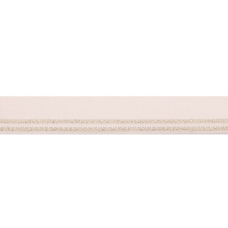 Подвяз вискоза/люрекс с накладным плетением 2,5*100см, цв:белый/люрекс серебро