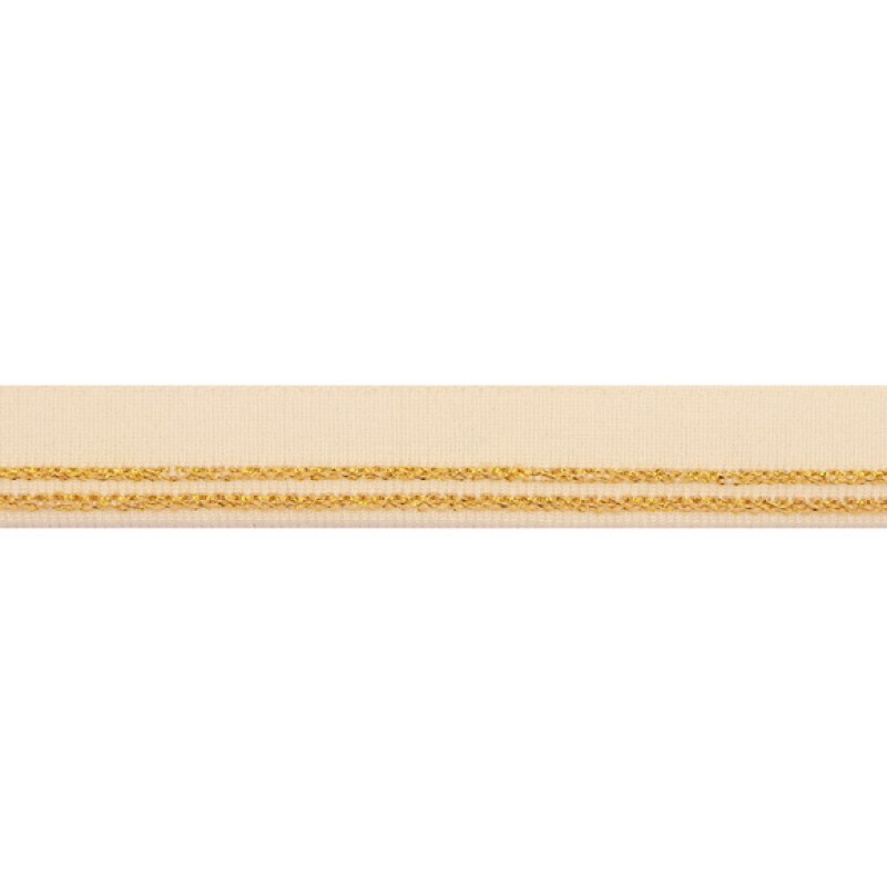 Подвяз вискоза/люрекс с накладным плетением 2,5*100см, цв:молочный/люрекс золото