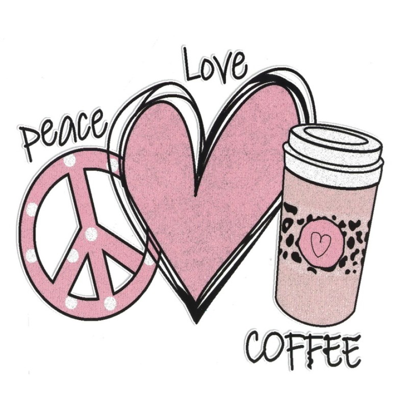 Термотрансфер LOVE PEACE COFFEE 19*22см