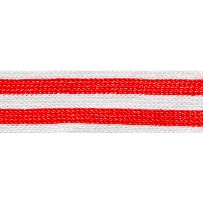 Тесьма трикотажная полиэстер 2см 68-70м/рулон, цв:белый/красный