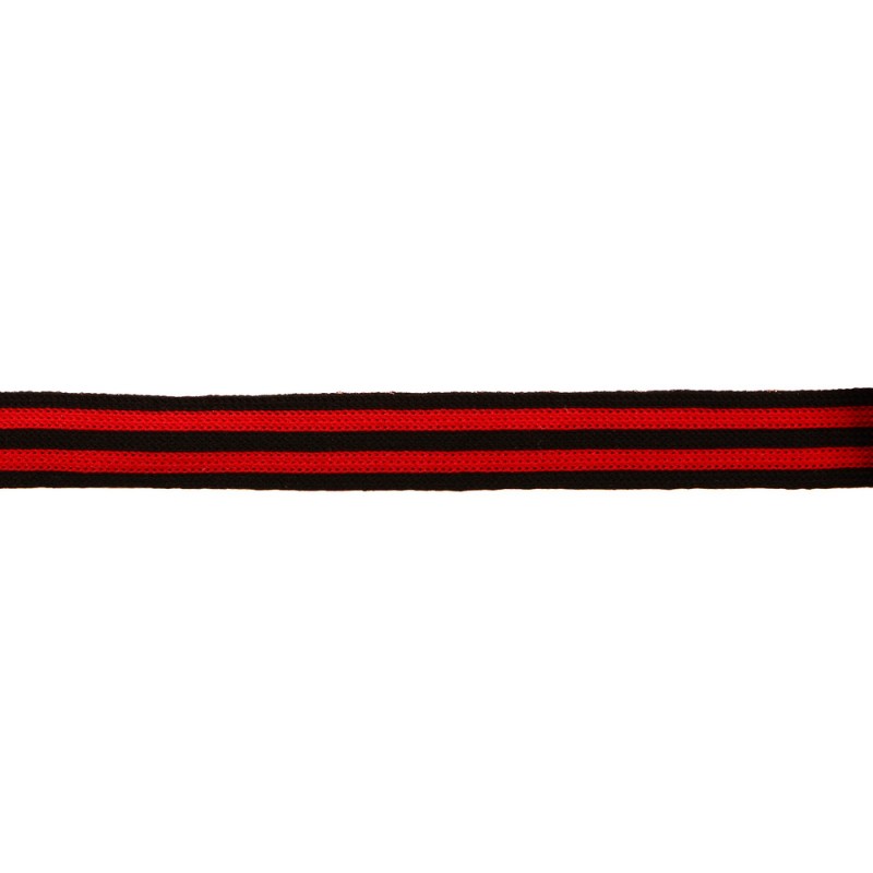 Тесьма трикотажная полиэстер 1,5см 68-70м/рулон, цв:черный/красный
