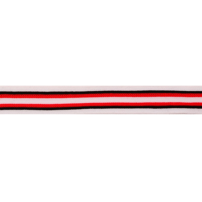 Тесьма трикотажная полиэстер 2см 68-70м/рулон, цв:белый/черный/красный