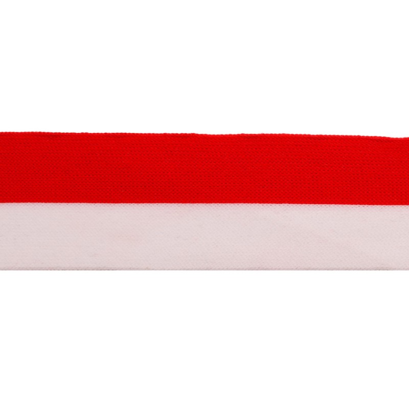 Тесьма трикотажная полиэстер 4см 68-70м/рулон, цв:белый/красный