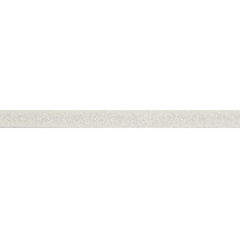 Тесьма 1 см киперная с люрексом 43-45м/рул, цв: белый/серебряный люрекс