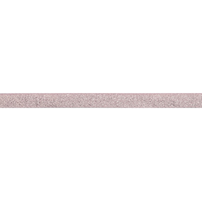 Тесьма 1 см киперная с люрексом 43-45м/рул, цв: св.розовый /серебряный люрекс