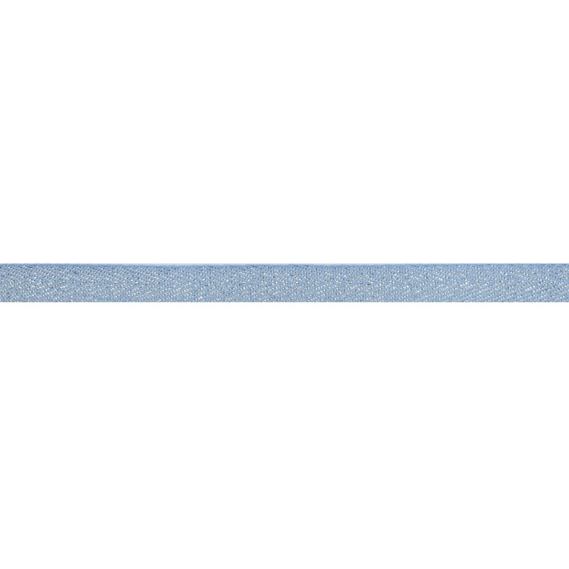 Тесьма 1 см киперная с люрексом 43-45м/рул, цв: голубой/золотой люрекс