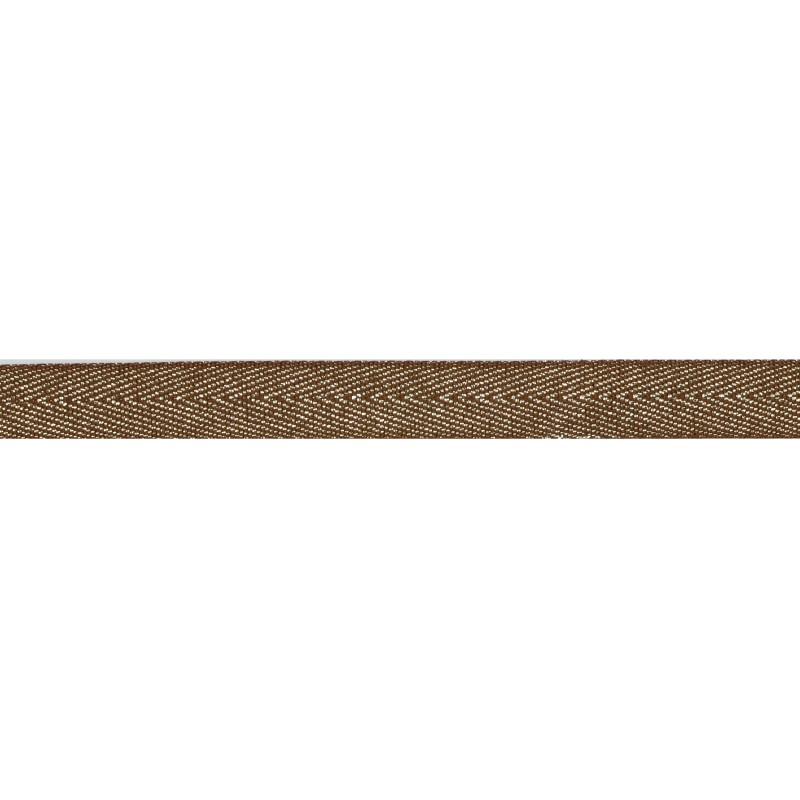 Тесьма 1,5см киперная с люрексом 43-45м/рул, цв: коричневый/серебряный люрекс