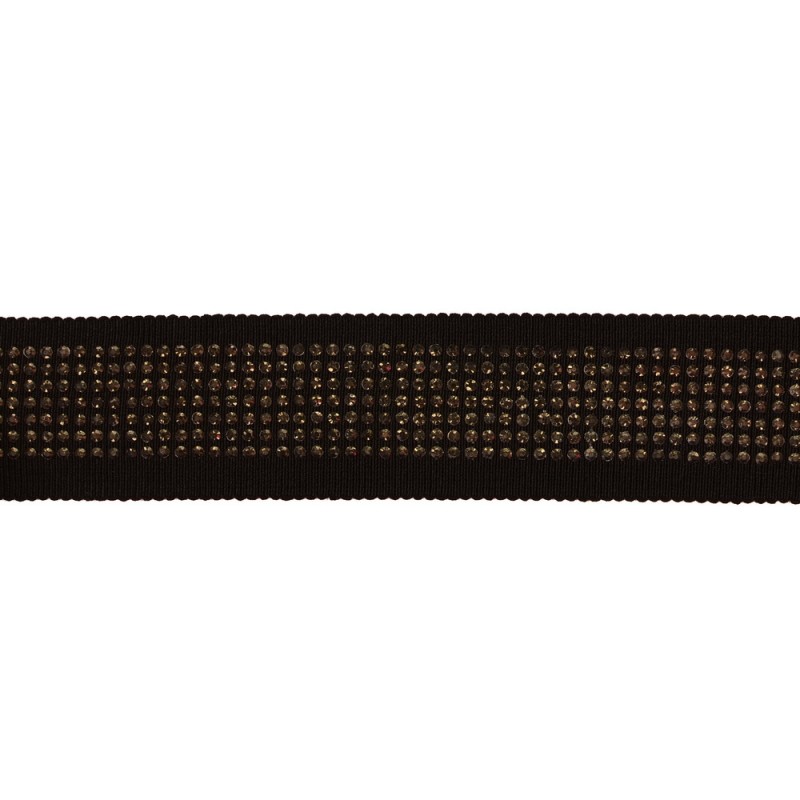 Тесьма репс с декоративным краем и стразами  3 см 70 м/рулон, цв:черный