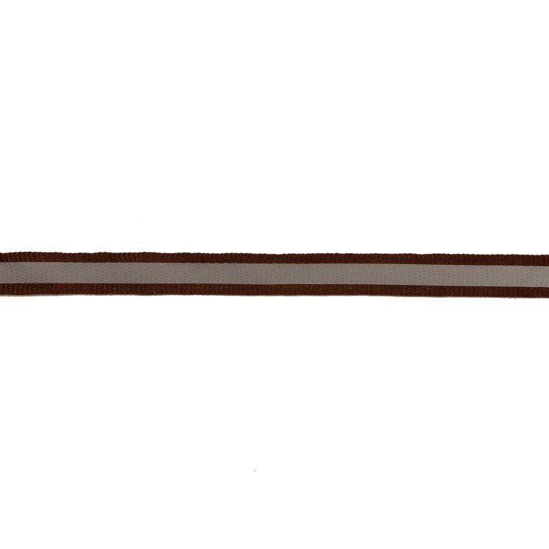 Тесьма светоотражающая репс 1см 42-44м/рулон, цв:коричневый