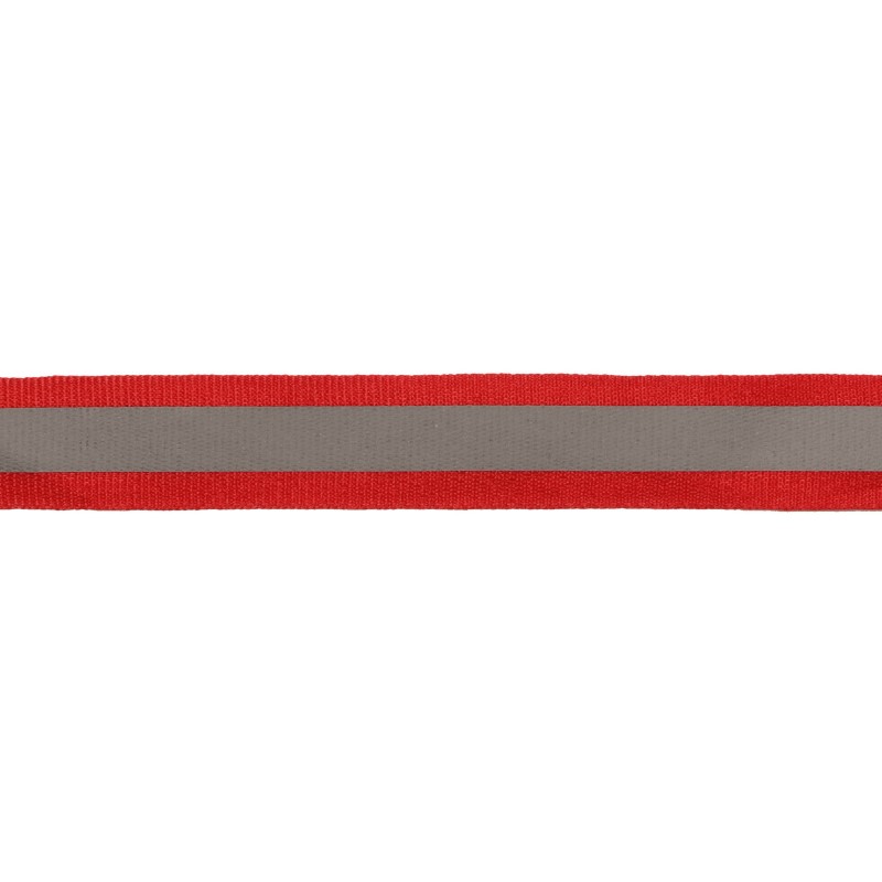 Тесьма светоотражающая репс 2см 42-44м/рулон, цв:красный