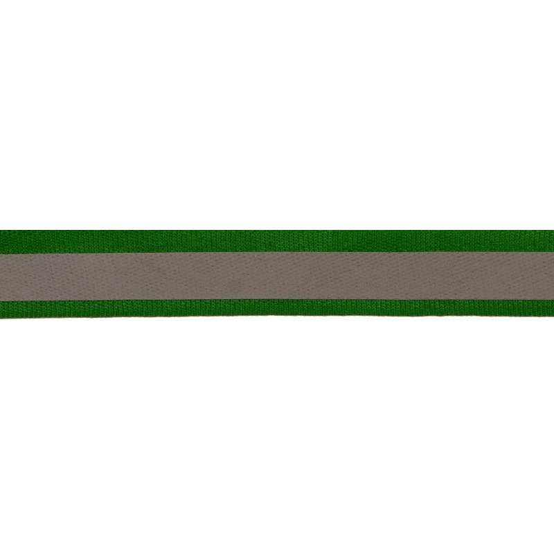 Тесьма светоотражающая репс 2,5см 42-44м/рулон, цв:зеленый