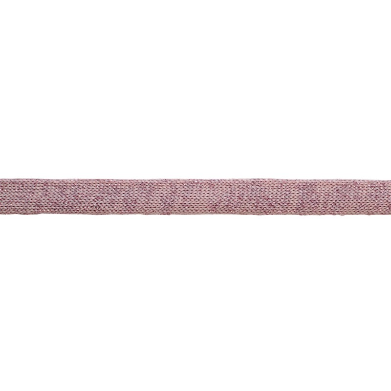 Тесьма хлопок чулок 1см, 88-90м/рулон, цв:пудра/розовый люрекс