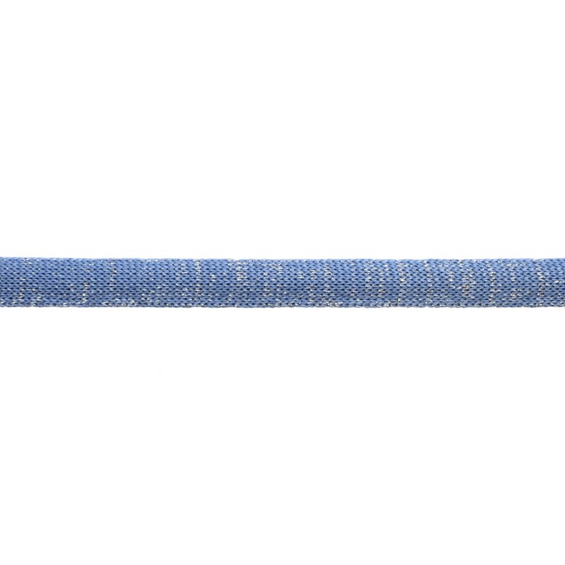 Тесьма хлопок чулок 1см, 88-90м/рулон, цв:голубой/серебро люрекс