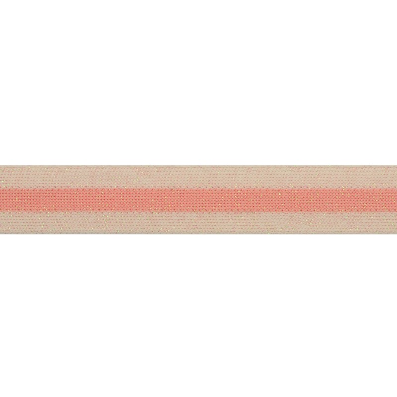 Тесьма хлопок/люрекс 2,5 см 43-45м/рулон, цв:св.розовый/розовый/ люрекс мультиколор
