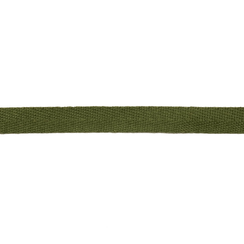 Тесьма киперная хлопок 1см 68-70м/рулон,цв: зеленый хаки
