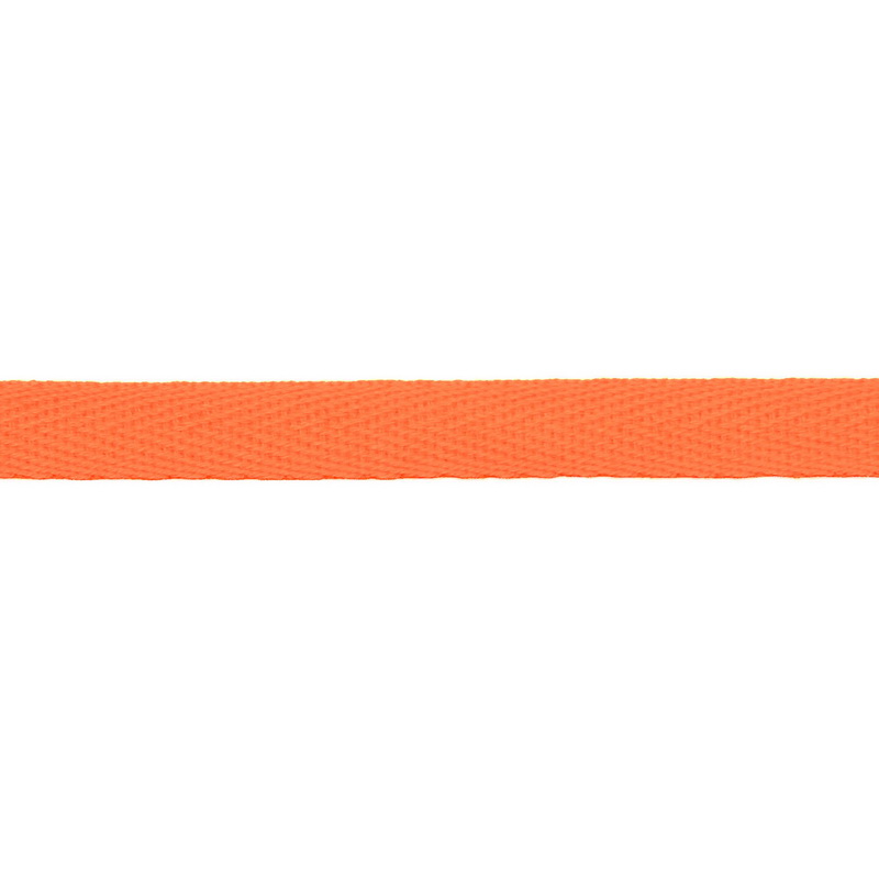 Тесьма киперная хлопок 1см 68-70м/рулон,цв:оранжевый неон