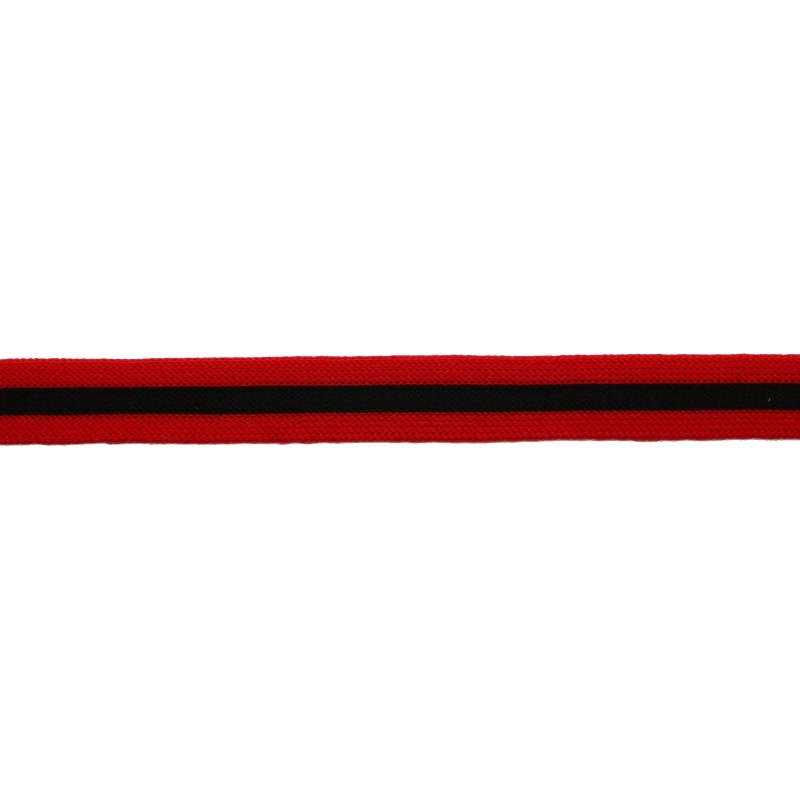 Тесьма трикотажная полиэстер 1,5см 68-70м/рулон,цв:красный/черный