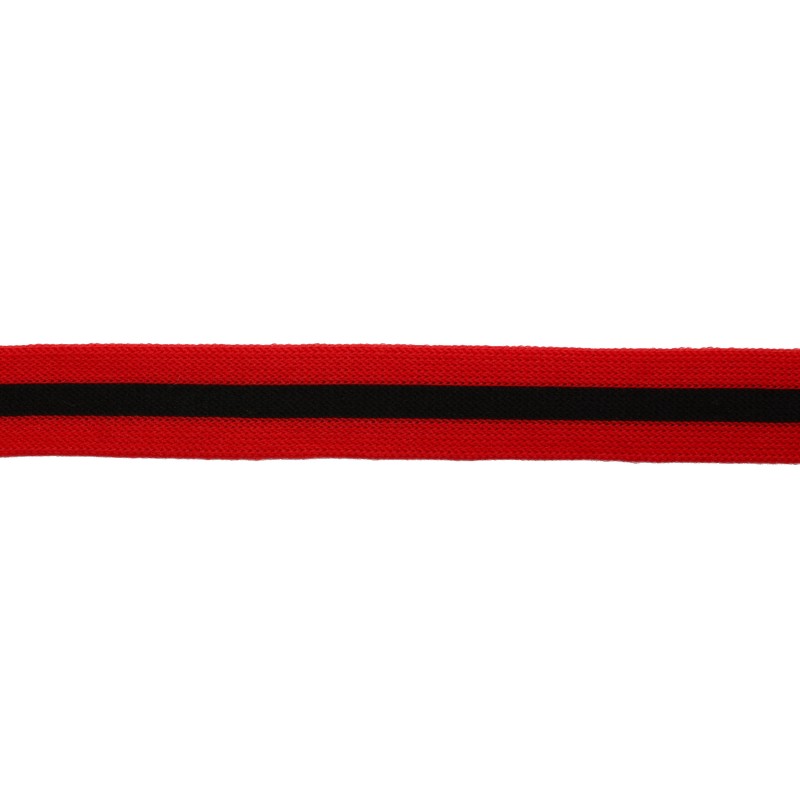 Тесьма трикотажная полиэстер 2см 68-70м/рулон,цв:красный/черный