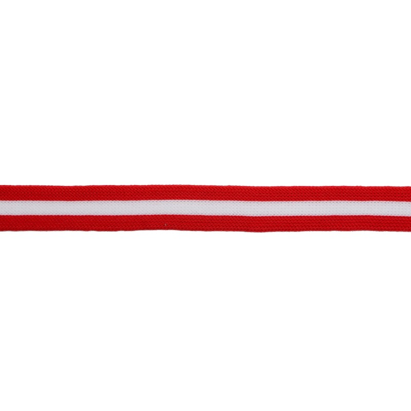 Тесьма трикотажная полиэстер 1,5см 68-70м/рулон,цв:красный/белый