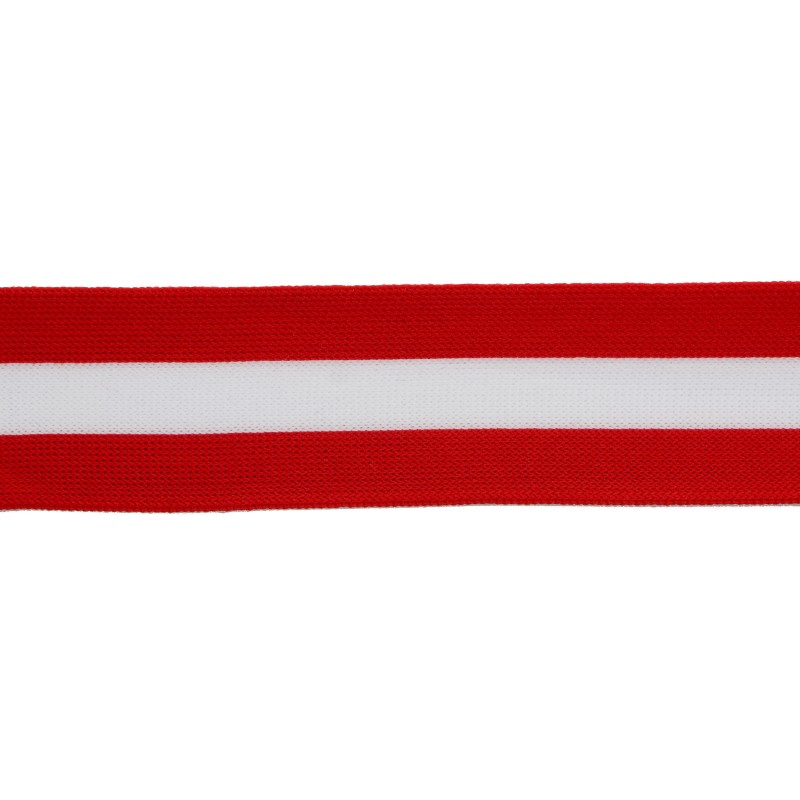 Тесьма трикотажная полиэстер 4см 68-70м/рулон,цв:красный/белый