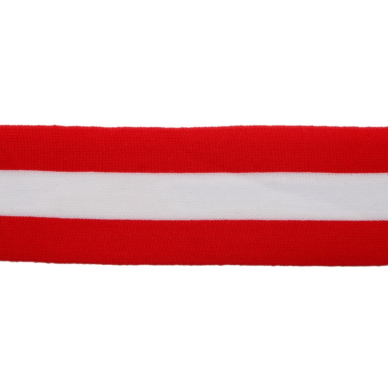 Тесьма трикотажная полиэстер 5см 68-70м/рулон,цв:красный/белый