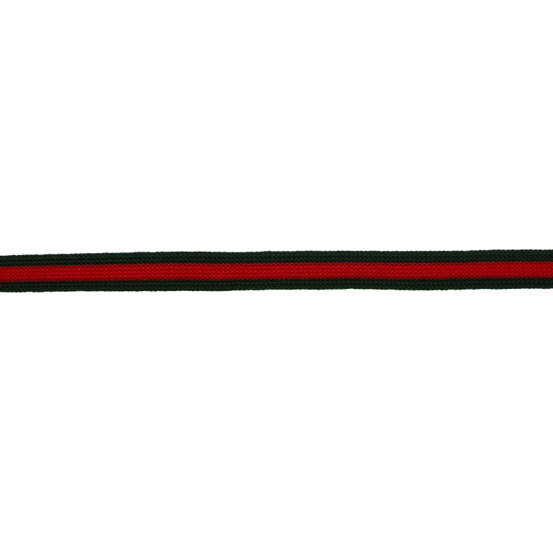 Тесьма трикотажная полиэстер 1см 68-70м/рулон,цв:т.зеленый/красный
