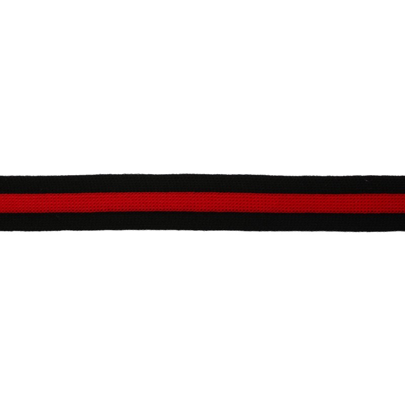 Тесьма трикотажная полиэстер 2см 68-70м/рулон,цв:черный/красный